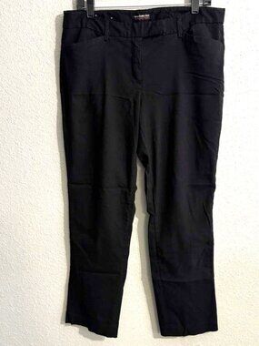 Dalia Collection Womens Flat Front Straight Leg Stretch Dress Pants Black Sz 12P